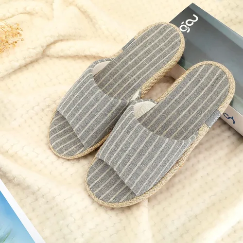 Vista 2 de YARSOU Pantuflas para mujer, con punta abierta, de algodón y lino, transpirables, para interiores y exteriores