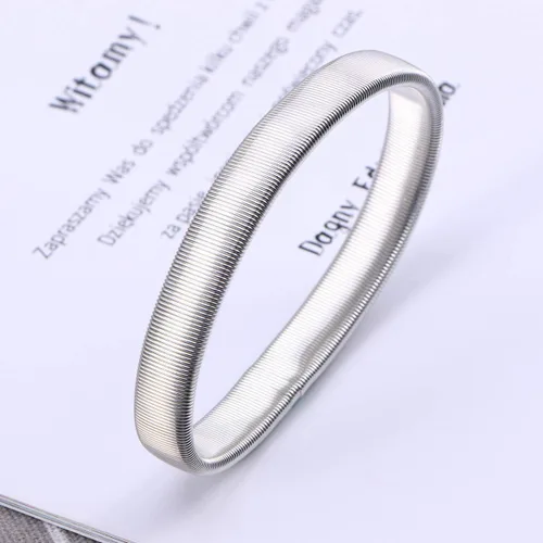 Vista 5 de ONDIAN CHUNCIN - Brazalete de metal de alambre elástico para ligas elásticas (negro) (color blanco, tamaño mediano)