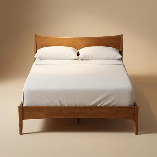 Vista 18 de mopio Ted - Marco de cama con cabecero, marco de cama de plataforma de madera maciza de acacia moderna de mediados de siglo, listones de madera, sin
