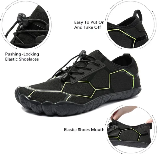 Vista 4 de YESMOLA Mens Water Shoes Beach Barefoot Shoes Wide Toe Five Finger Swim Aqua Shoes for Pool Fishing River Surfing