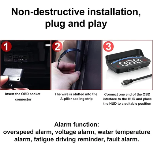 Vista 3 de Proyector OBD para automóvil, proyector OBD universal de alta definición para automóvil, proyector OBD, alarma de seguridad de sobrevelocidad