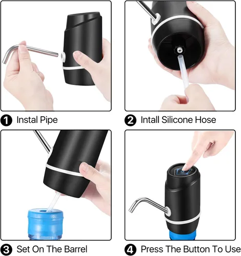 Vista 4 de Flexzion - Bomba de agua para consumo eléctrica. Despachador de agua eléctrico potente para botellas de 5 galones portable, de rotación. Para uso