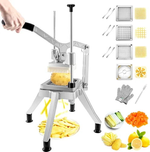 Vista 12 de VEVOR Cuchilla de reemplazo para picadora, 1/2 pulgada, conjunto de 3 cuchillas para freír papas con 6 cuchillos extra, piezas de picadora de acero