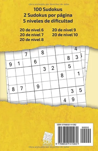 Vista 2 de 100 Sudokus Tamaño bolsillo De Intermedio a Experto Niveles 6 al 10 (Spanish Edition)