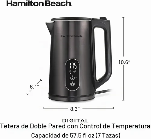 Vista 8 de Hamilton Beach Digital - Tetera eléctrica de 1,7 L, caldera de agua y calentador