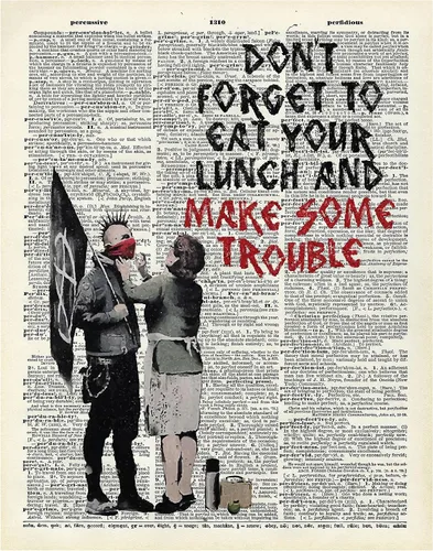 Vista 9 de Banksy Make Some Trouble - Impresión artística de pared en la foto de la página de diccionario, es un gran regalo para decoración del hogar, sala
