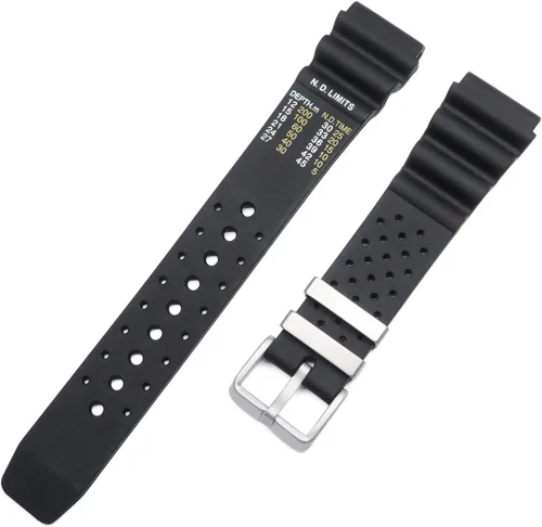 Vista 2 de TIMEWHEEL Correa de reloj de goma suave negra MOD de 0.787 in compatible con relojes Citizen Hyper Aqualand Duplex Promaster