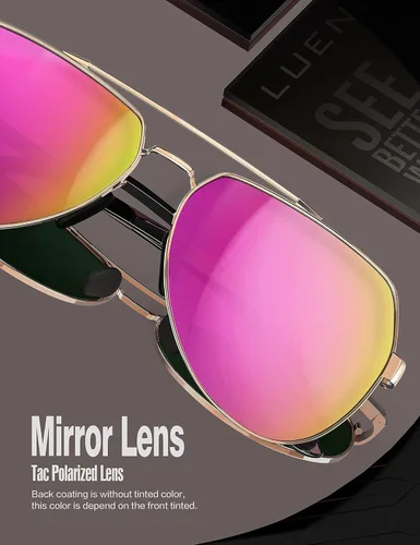 Vista 7 de Lentes para aviador Luenx polarizados, para hombres y mujeres, con armazón de metal grande, protección UV 400