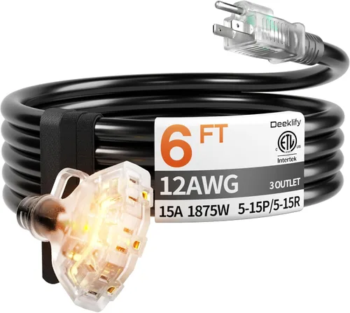 Vista 10 de Cable de extensión negro para exteriores de calibre 12 de 50 pies