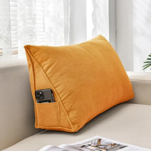 Vista 13 de Almohadas de cuña para cabecero, almohada de lectura triangular, almohadas de respaldo para reposo en cama, cojín de felpilla suave de color sólido