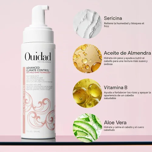 Vista 5 de Ouidad Espuma Voluminizadora de Control Climático Avanzado - 7 onzas líquidas, Espuma Ligera para Peinar el Cabello, Tecnología Nano
