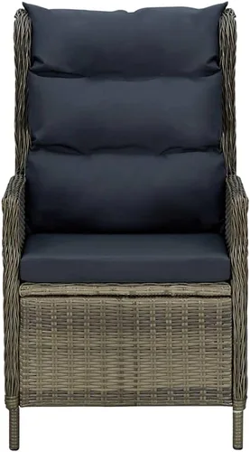 Vista 3 de Silla de patio reclinable con cojines Poly Rattan Brown Patio Sillas Sillas para Comedor para picnic Patio Sala Terraza Marrón