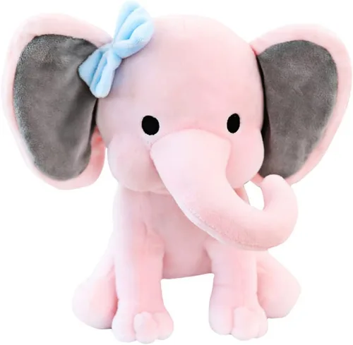 Vista 7 de NatureMan Animales de peluche de elefante, peluches kawaii, juguetes de peluche para bebés, niños y niñas, ideal para guardería, decoración de gris