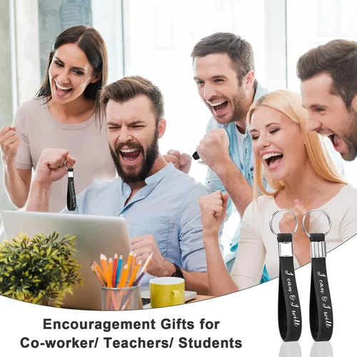 Vista 6 de 24 llaveros inspiradores de regalo para mujeres, con cita motivacional, llaveros de agradecimiento para profesores, Negro