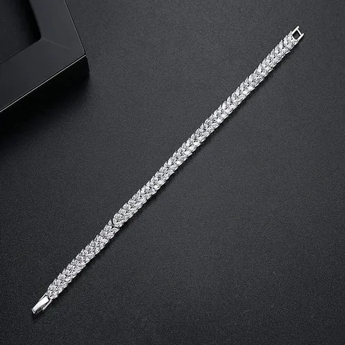 Vista 5 de Pulsera de tenis de cristal de oro de 14 quilates para mujer, diseño de hojas delicadas, bisel con bisel y ajuste de cristal natural, regalo