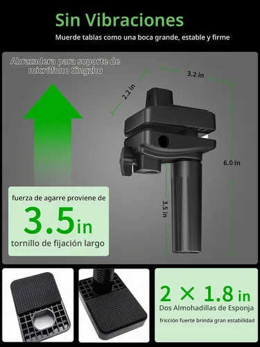 Vista 2 de Soporte de abrazadera de escritorio para suspensión de micrófono con brazo de tijera extensible y soporte, 5 orificios de inserción del brazo