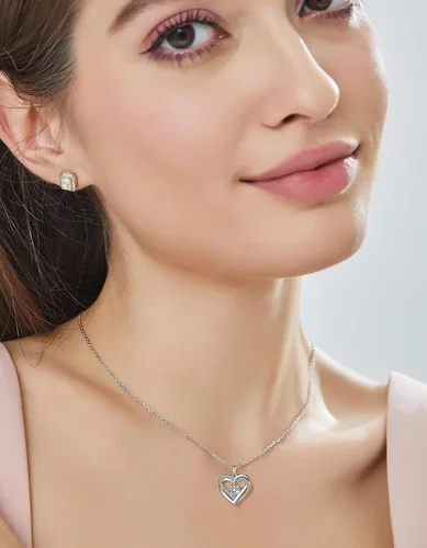 Vista 59 de MomentWish Collar de corazón para mujer, moissanita, diamante de imitación, plata de ley 925