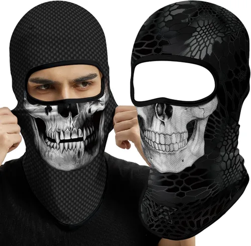 Vista 13 de Pasamontañas 3D, máscara de cara completa, resistente al viento, máscara de esquí con calavera táctica para motocicleta, ciclismo, Halloween 4
