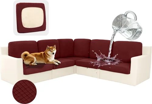 Vista 27 de ALIECOM Fundas 100% impermeables para sofá seccional esquinero en forma de L, fundas de cojín de jacquard elásticas para mascotas y perros