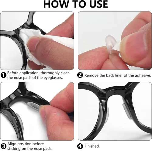 Vista 6 de 20 pares de almohadillas nasales adhesivas de silicona antideslizantes para gafas y gafas de sol, almohadillas nasales delgadas para anteojos