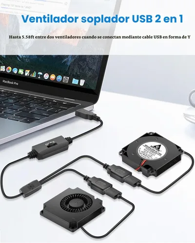 Vista 4 de GDSTIME Ventilador USB de 1.575 in con control de 3 velocidades
