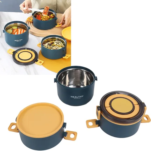 Vista 8 de Topyond Termo para comida caliente, caja Bento apilable, caja de almuerzo de acero inoxidable, contenedor de alimentos aislado de 74.4 fl oz con 3