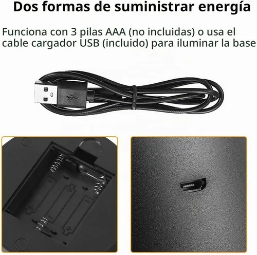 Vista 5 de Paquete de 4 bases de luz LED nocturna 3D, base LED de gran tamaño para acrílico, base de luz LED de 16 colores con control remoto y cable USB