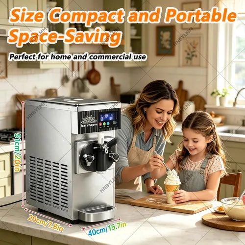 Vista 8 de Máquina de helado comercial de un solo sabor, máquina de helado de servicio suave de 4-5 L/H, panel LCD y autolimpieza, máquina de postres de Naranja