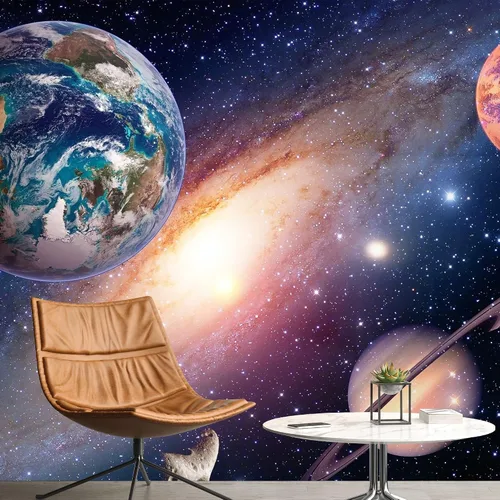 Vista 49 de NWT Calcomanía removible para pared, diseño de nube galáctica, estrella, nebulosa, fantasía, ciencia ficción, astronomía y arte espacial, arte
