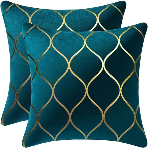 Vista 14 de DEZENE Fundas de almohada decorativas de terciopelo dorado de 22 x 22 pulgadas: paquete de 2 fundas de almohada cuadradas decorativas para Negro