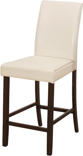 Vista 6 de Monarch Specialties 1902, Juego de 2, altura de mostrador, tapizado, cocina, habitación, aspecto de piel sintética, patas de madera, gris, marrón
