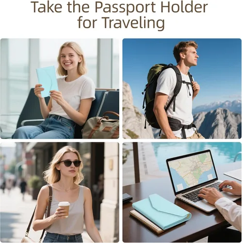 Vista 59 de Zoppen - Billetera de viaje con bloqueo RFID multiusos (Ver.4) Portatarjetas de pasaporte y vacunas, organizador de documentos de tres pliegues