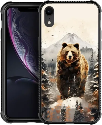 Vista 175 de Funda compatible con iPhone XR, diseño de elefantes africanos para niñas, diseño de patrón a prueba de golpes, antiarañazos, carcasa trasera