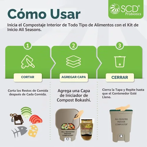 Vista 7 de Kit de inicio para Compostera de interior All Seasons - Dos cubos de compostaje de tamaño familiar para encimera de cocina y Bokashi Bran Starter 5