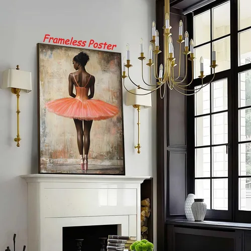 Vista 6 de Arte de pared afroamericano, pintura de mujeres negras, póster de bailarina africana para habitación de niña, imágenes abstractas de danza