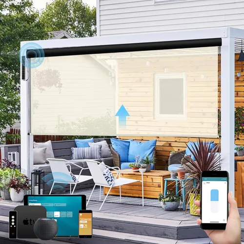 Vista 14 de SmartWings Persianas motorizadas para exteriores para patio, compatibles con materia, Homekit, Z-Wave, Alexa, Google, persianas enrollables