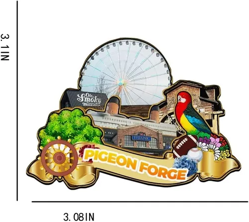 Vista 3 de Pigeon Forge Ternessee USA - Imán de madera para nevera, monumentos 3D, recuerdos coleccionables, decoración hecha a mano, 1841