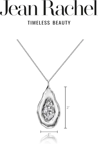 Vista 6 de JEAN RACHEL JEWELRY Collar de plata de ley 925 con circonita cúbica en forma de marquesa con circonita cúbica, hipoalergénico, níquel y sin plomo