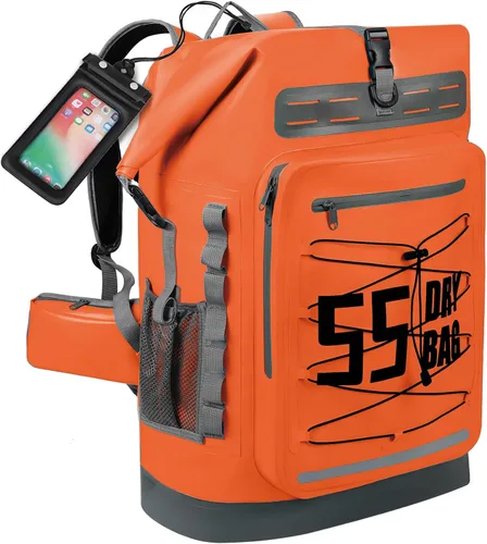 Vista 11 de MORXPLOR Bolsa seca impermeable, 5L/10L/20L/30L/40L/55L Mochila seca con funda impermeable para teléfono para natación, kayak