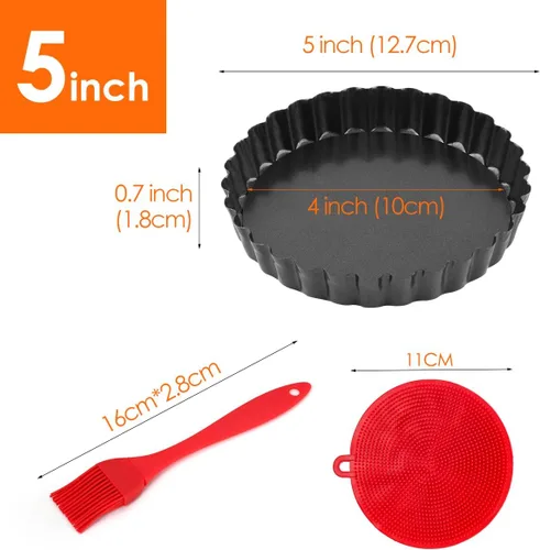 Vista 2 de Gutsdoor Molde para tartas de queso de 5 pulgadas con parte inferior extraíble, moldes para tartas de quiche, antiadherentes, redondas