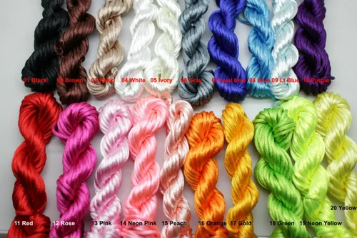 Vista 4 de Nuevo 20bundles 200Yards 0.098 in Satin/Rattail Cordón de seda para collar, pulsera, cordón de cuentas