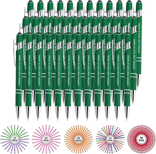 Vista 22 de Bolígrafos personalizados con nombre a granel, juego de bolígrafos personalizados, lápiz capacitivo grabado, logotipo, texto, regalo para negocios