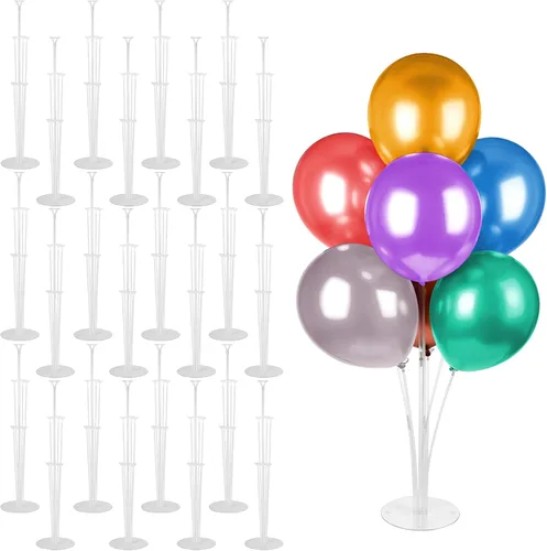 Vista 11 de Kit de soporte para globos, 4 juegos de soporte de arco de globos con base y palos para globos para mesa de Navidad, graduación, boda, cumpleaños