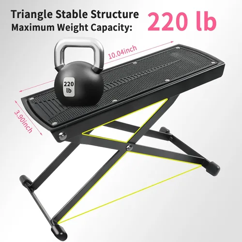 Vista 3 de Reposapiés de pedicura, soporte antideslizante ajustable de 6 alturas para pedicuras fáciles en casa, taburete plegable