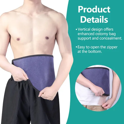 Vista 3 de Cinturón de soporte de ostomía, suministros de ostomía, cinturón invisible para bolsa de ostomía, bolsillo interior para guardar la bolsa de ostomía