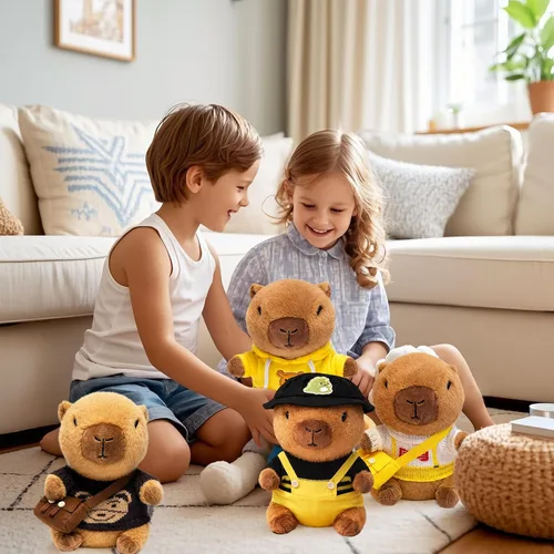 Vista 7 de Capybara - Peluche de Capybara con 9 prendas y accesorios, súper suave, para niños y niñas de 10.2 pulgadas (Capybara negro)