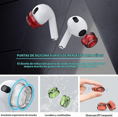 Vista 4 de 5 pares de fundas para auriculares AirPods (silicona suave), compatibles con AirPods 3, 2 y 1