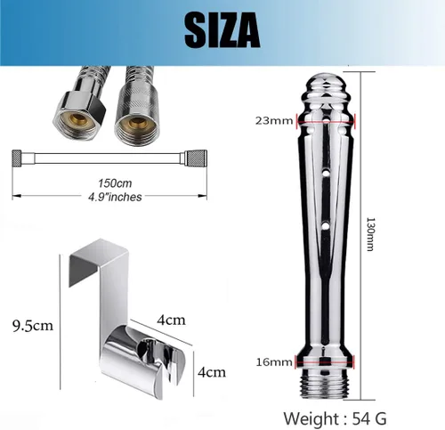 Vista 2 de Kit de limpieza de enema con accesorio para baño, manguera de ducha de 59 pulgadas, sistema de limpieza de bidé de ducha de enema