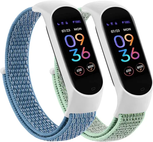 Vista 9 de Wanme Bandas de nailon para Amazfit Band 5 correas de repuesto para mujeres y hombres, paquete de 2 correas deportivas de nailon suave compatibles