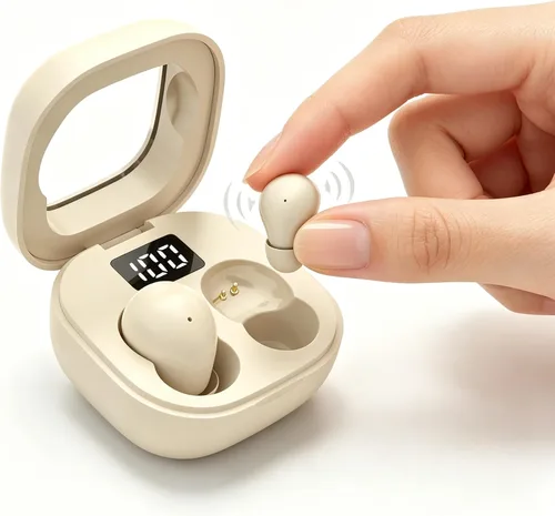 Vista 8 de Audífonos invisibles para dormir de lado, mini auriculares inalámbricos Bluetooth ultra pequeños, ajuste de presión cero, bloqueo de ruido
